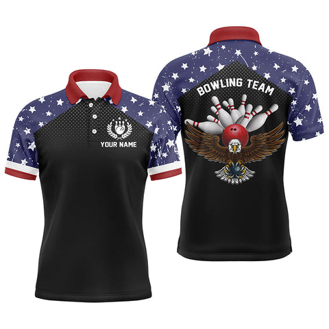 American flag patriot vintage bowling polo shirts custom name and team name bowling team shirts jersey NQS4866