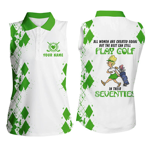 Funny Womens sleeveless polo shirt custom all women are created equal but the best can still play golf NQS5421