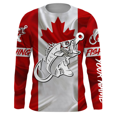 Canada Bass Fishing tattoo Custom long sleeve performance shirts, Largemouth bass fishing jerseys NQS3433