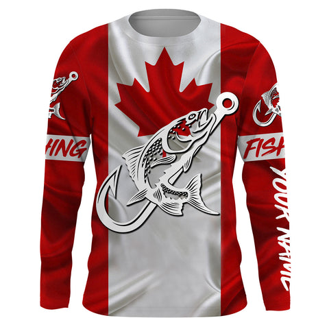 Canada Salmon Fishing tattoo Custom long sleeve performance fishing shirts, Salmon fishing jerseys NQS3434