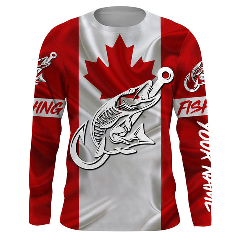 Canada Musky Fishing tattoo Custom long sleeve performance fishing shirts, Muskie fishing jerseys NQS3435