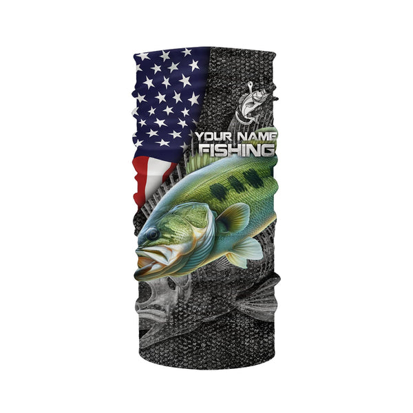 Largemouth Bass fishing American flag custom fishing shirts for men Performance Long Sleeve NQS3708