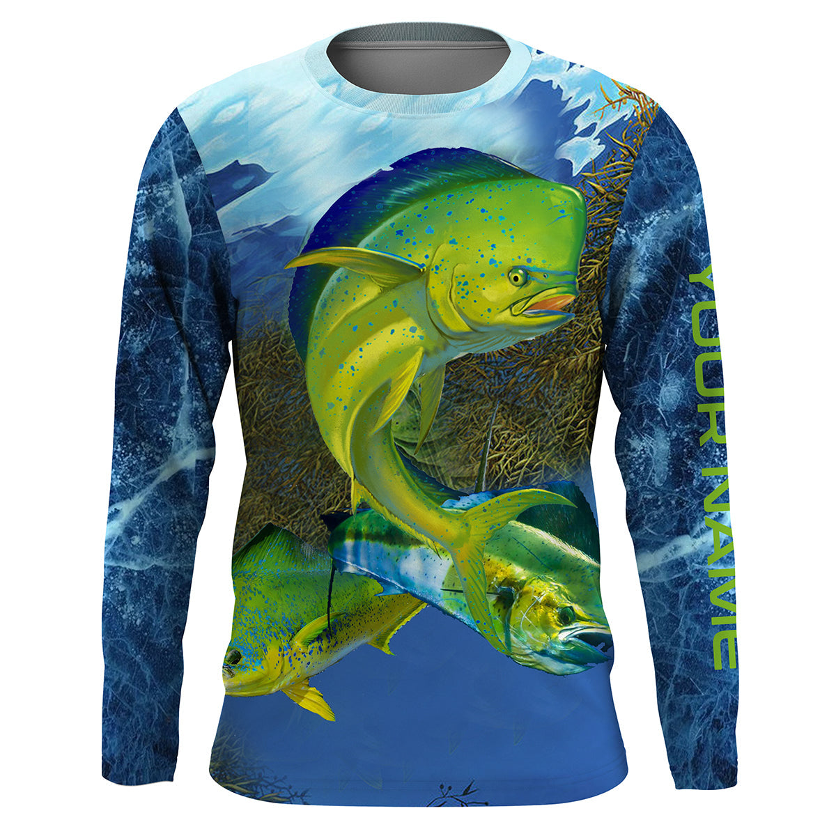 Mahi - mahi fishing blue deep sea Custom UPF fishing Shirts jersey, custom fishing shirts with hood NQS3177