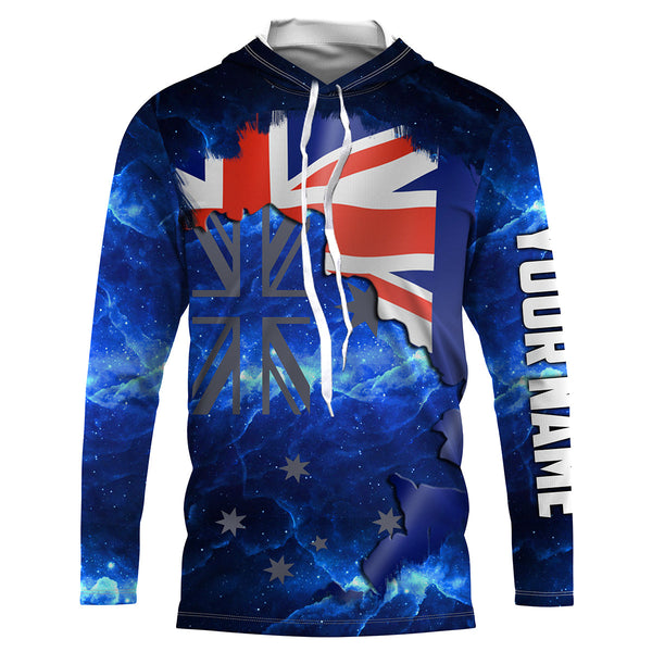 Australian Flag Universe patriotic Custom UPF fishing Shirts jersey - Custom fishing shirts Australia NQS3178
