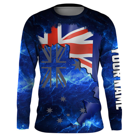 Australian Flag Universe patriotic Custom UPF fishing Shirts jersey - Custom fishing shirts Australia NQS3178