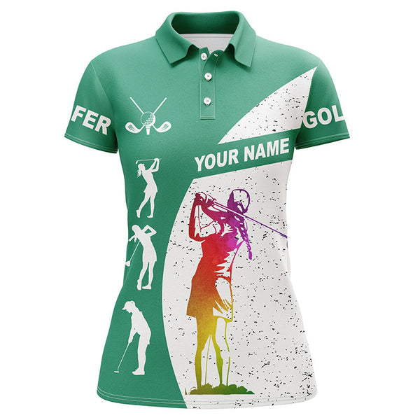 Green and white golf shirt custom name golf polo shirts women's, best golf gifts NQS5685