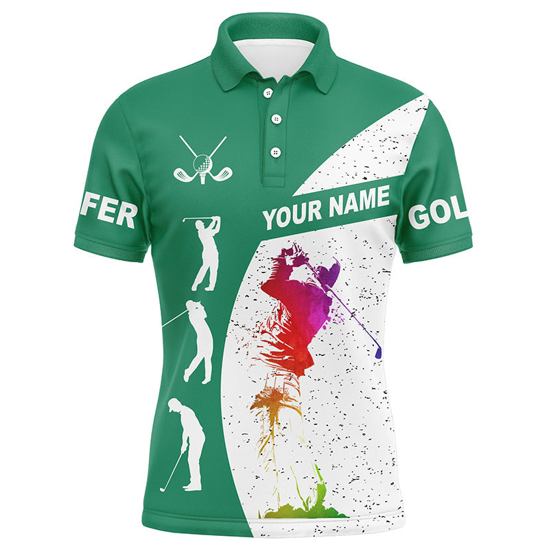 Green and white golf shirt custom name mens polo golf shirts, best golf gifts NQS5685