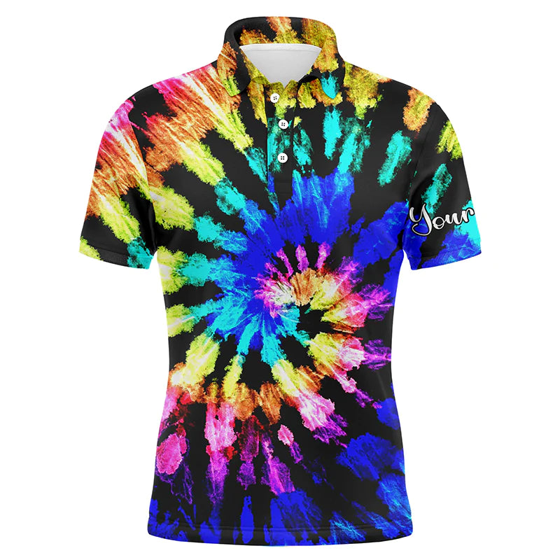 Mens golf polo shirts with tie dye pattern custom name pattern golf shirt for men, golf tops mens NQS4662