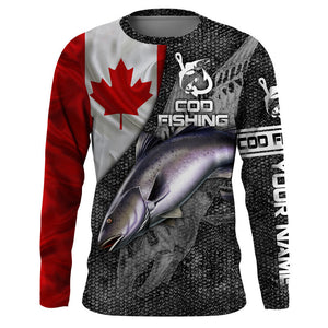 Canadian Flag Cod Fishing Custom long sleeve performance Fishing Shirt, Cod Fishing jerseys NQS3898