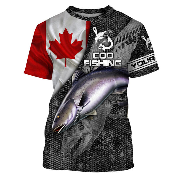 Canadian Flag Cod Fishing Custom long sleeve performance Fishing Shirt, Cod Fishing jerseys NQS3898