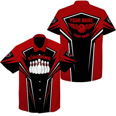 Bowling Hawaiian Shirt custom name and team name King Pins bowling jerseys, Bowling team shirts NQS4522