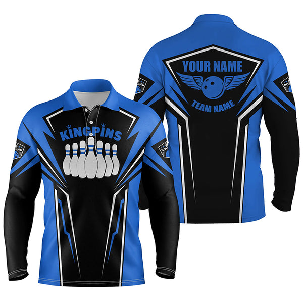 Bowling shirts for men custom name and team name King Pins bowling jerseys, Bowling team shirts | Blue NQS4522