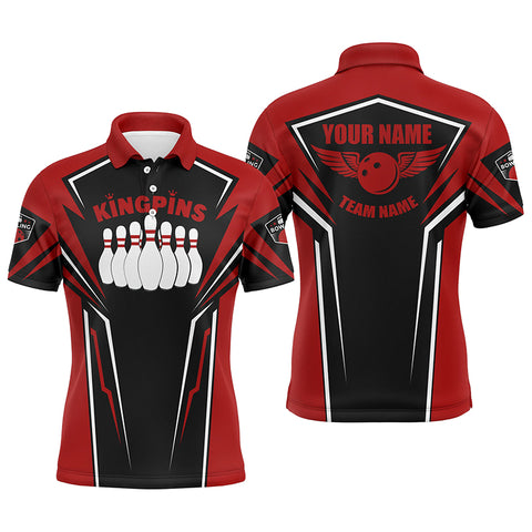 Bowling shirts for men custom name and team name King Pins bowling jerseys, Bowling team shirts | Red NQS4522