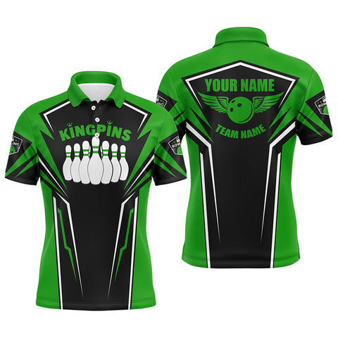 Bowling shirts for men custom name and team name King Pins bowling jerseys, Bowling team shirts | Green NQS4522