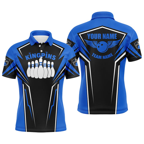Bowling shirts for men custom name and team name King Pins bowling jerseys, Bowling team shirts | Blue NQS4522