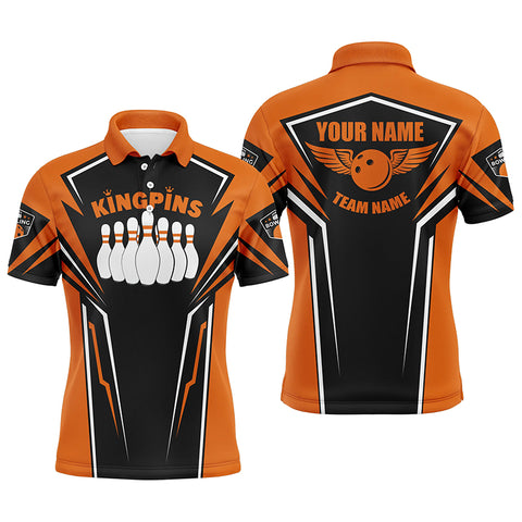 Bowling shirts for men custom name & team name King Pins bowling jerseys, Bowling team shirts | Orange NQS4522