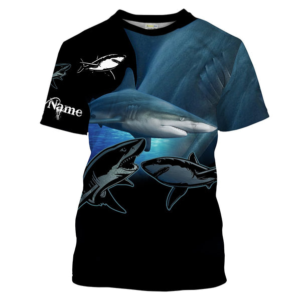 Blacktip shark Fishing Customize Name UV protection UPF 30+ long sleeves fishing shirts, Personalized Fishing Gift NQS2092