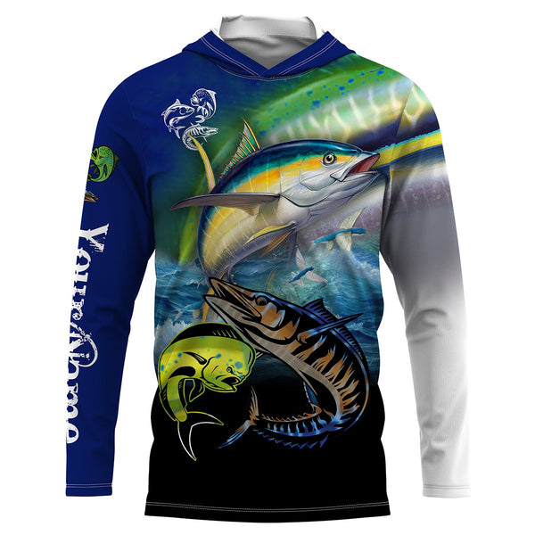 Mahi Mahi ( Dorado), Wahoo, Tuna fishing UV protection quick dry Customize name long sleeves UPF 30+ personalized gift for fisherman- NQS824