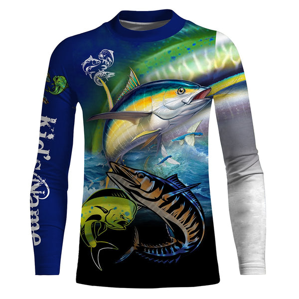 Mahi Mahi ( Dorado), Wahoo, Tuna fishing UV protection quick dry Customize name long sleeves UPF 30+ personalized gift for fisherman- NQS824