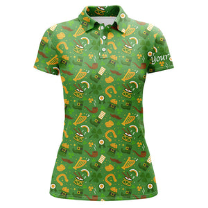 Womens golf polos shirts Saint Patrick's day green pattern golf shirts custom team golf polo for women NQS4724