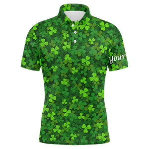 Mens golf polo shirts Green clover St Patrick's Day pattern golf shirts custom team golf polo NQS4727