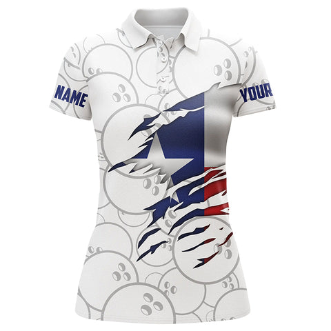 Women bowling polo shirts Custom Texas flag Bowling Team Bowlers Jersey, bowling team uniforms NQS5224