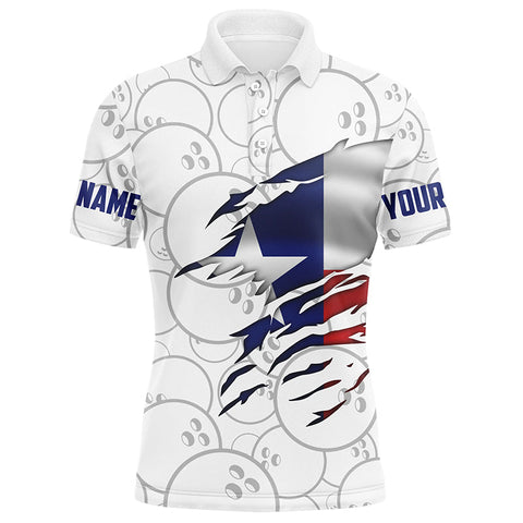 Mens polo bowling shirts Custom name Texas flag Bowling Team Bowlers Jersey, bowling team shirt NQS5224