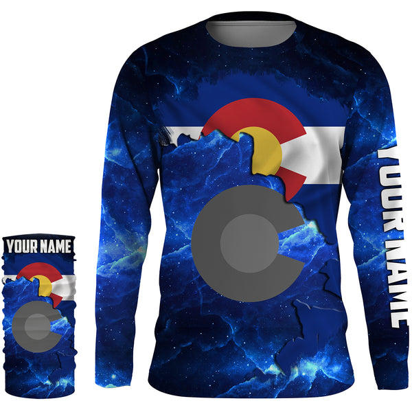 Colorado Flag blue galaxy Universe patriotic Custom sun protection fishing jersey Colorado shirts NQS3591