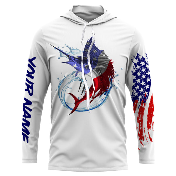 Sailfish fishing American flag patriotic Custom Name fishing jersey, Gifts for Fisherman NQS2942