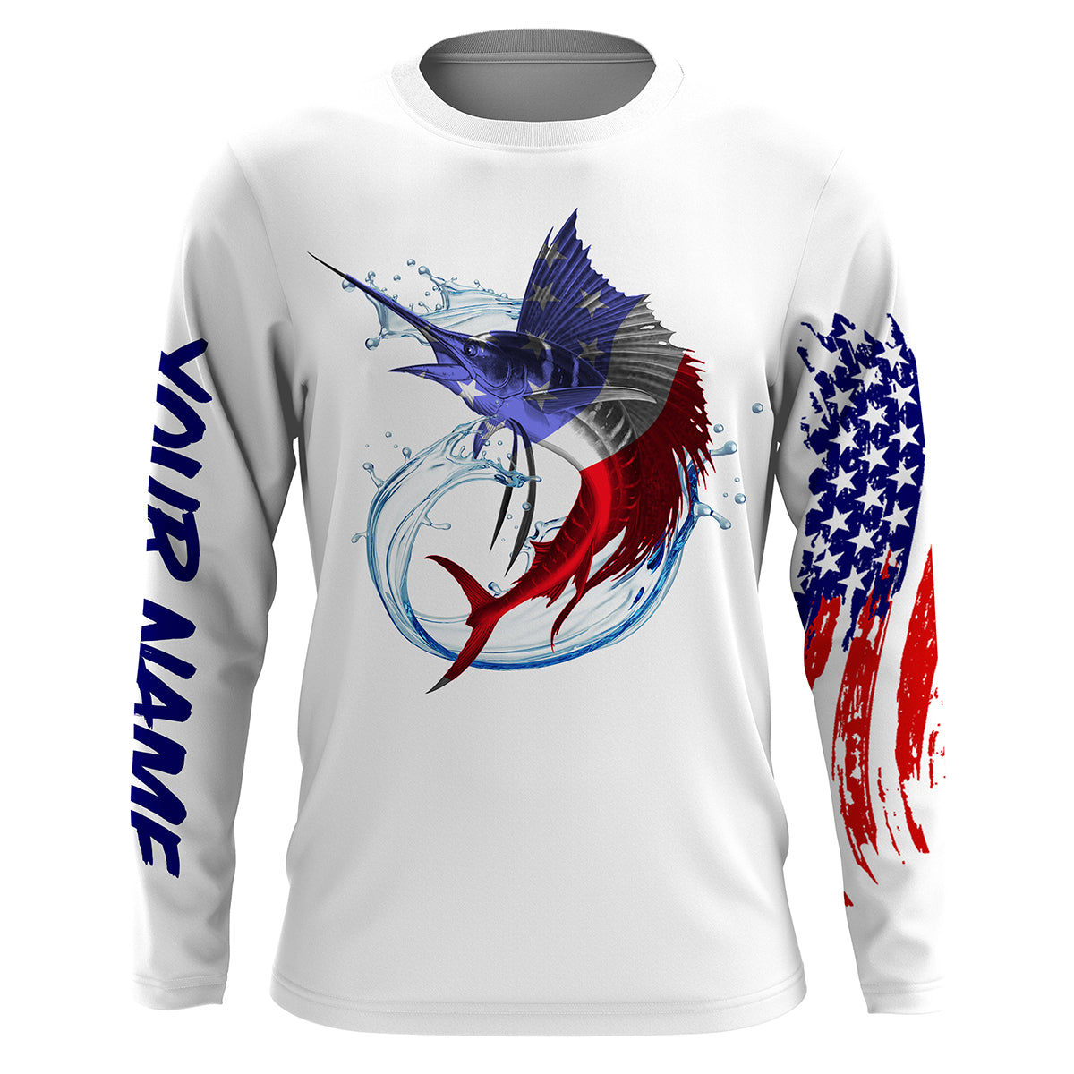 Sailfish fishing American flag patriotic Custom Name fishing jersey, Gifts for Fisherman NQS2942