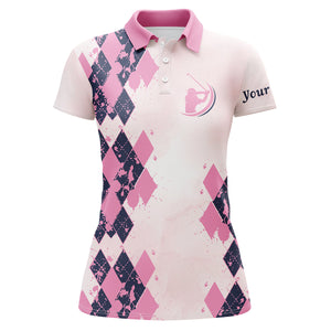 Pink pattern Womens golf polo shirt custom name unique gifts for golf lovers NQS3469