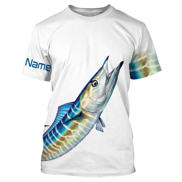 Wahoo fishing scales saltwater fish Custom Name performance sun protection long sleeve fishing shirt NQS3748