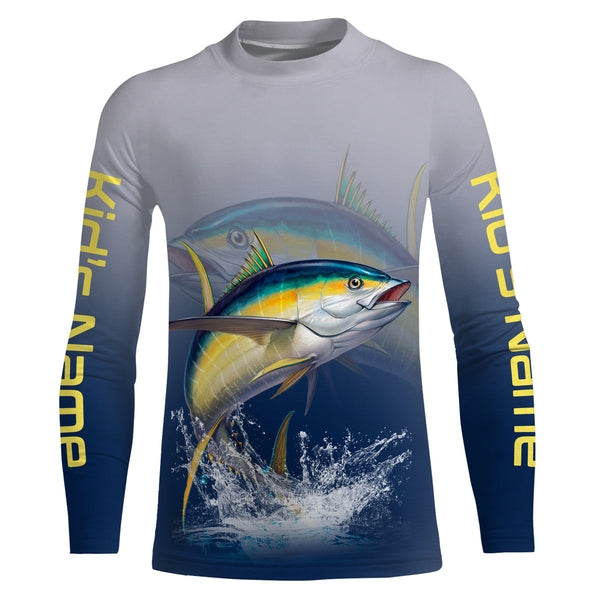 Tuna saltwater fishing personalized custom name performance long sleeve fishing shirts uv protection NQS3765