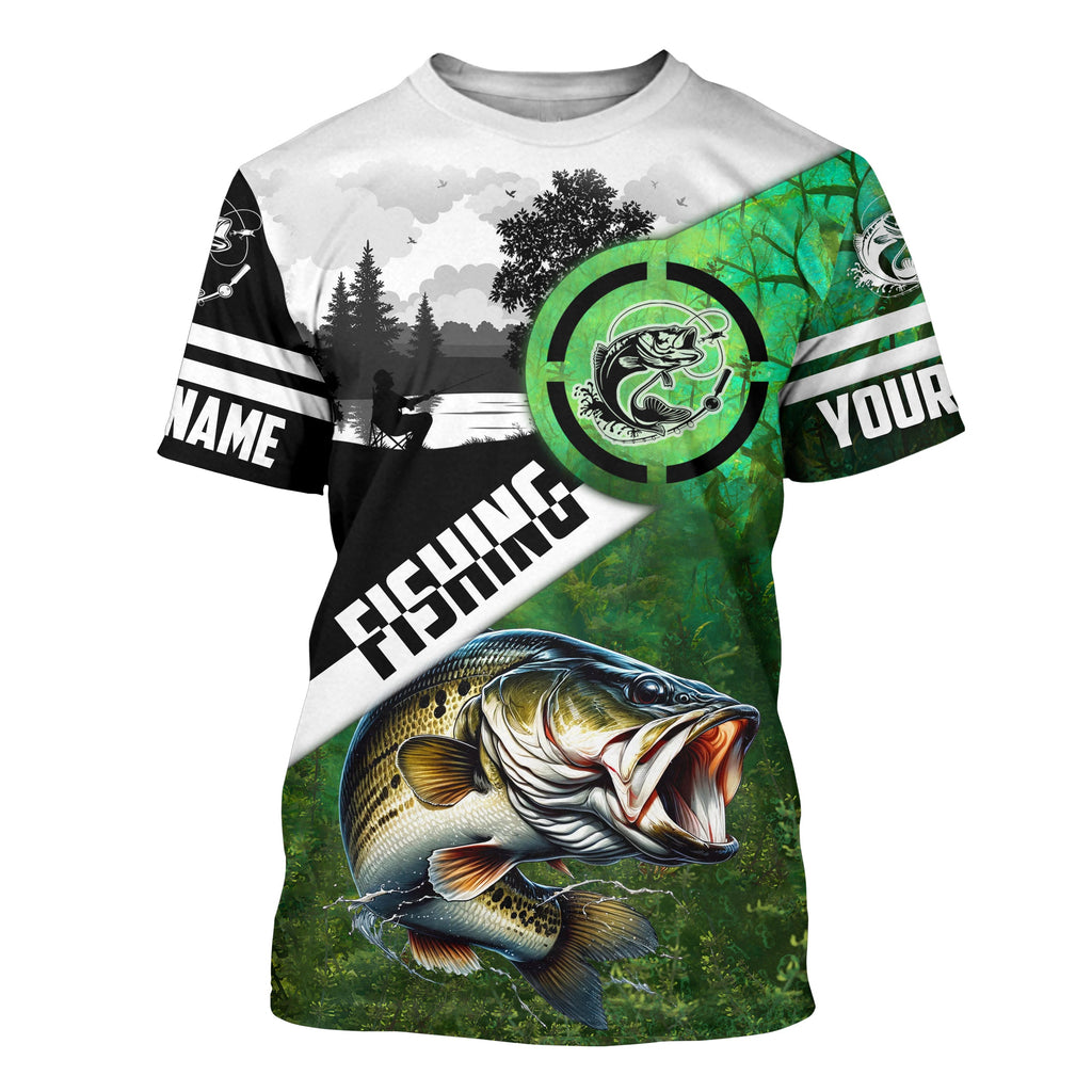 Largemouth Bass Fishing Custom Performance Long Sleeve Fishing Shirts, Bass  Tournament Fishing Shirt IPHW5589