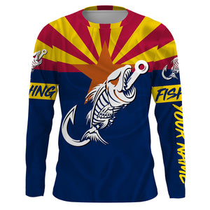AZ Fishing Custom Arizona Flag Fish hook skull Custom Name sun protection custom fishing shirts NQS3316