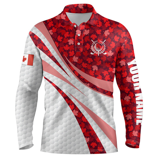 White Mens golf polo shirts red Maple leaves personalized Canada golf shirts for men NQS5751