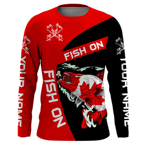 Walleye fishing Canadian flag Custom sun protection Long sleeve Fishing Shirts, walleye Fishing Gifts NQS4565
