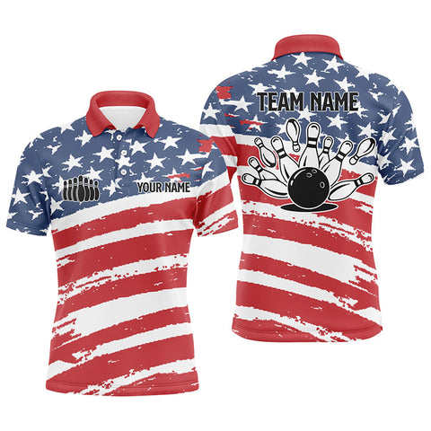 Custom Bowling shirts for men American flag patriotic personalize Bowling team jerseys men polo shirts NQS4955