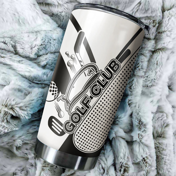 Golf club black & white tumbler Custom name Stainless Steel Tumbler Cup - personalized golf gifts NQS3478