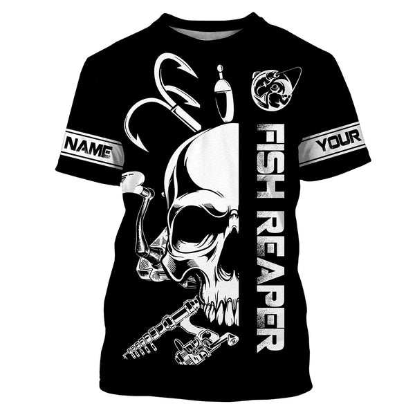 Fish reaper fishing black and white Custom Name sun protection UPF fishing jersey Shirts, fishing gift NQS3500