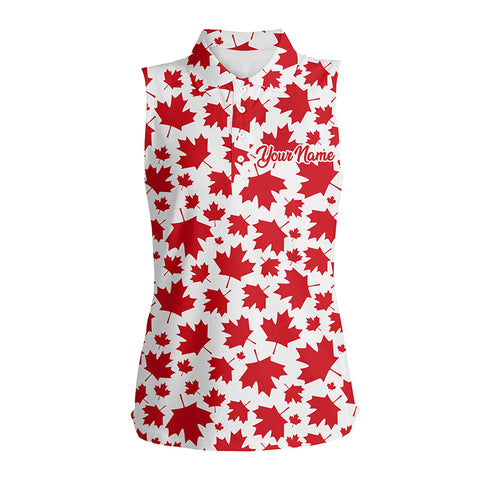 Womens sleeveless polo shirt Red Canada maple leaf pattern custom patriot team golf polo shirts NQS5779