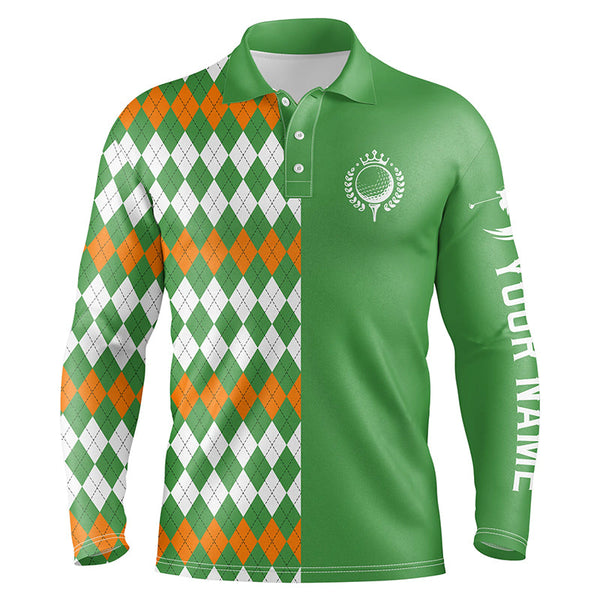 Golf polo shirts for Men custom St Patricks day green Argyle plaid pattern golf shirt, golfing gifts NQS4761