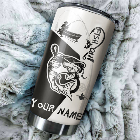 Catfish Fish On Customize Name Tumbler Cup  Personalized Fishing Gift For Fisherman NQS369