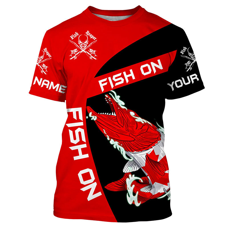 Personalized Salmon Canadian Flag Fishing Shirts, Canada Salmon Fishin –  Myfihu