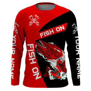 Northern Pike fishing Canadian flag Custom sun protection Long sleeve Fishing Shirt, Pike Fishing Gift NQS4594