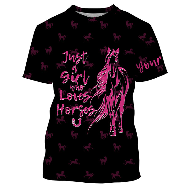 Just a girl who loves horses tattoo pink camo Customize Name 3D All Over Printed Shirts Personalized horse gifts For Adult, Kid NQS2989