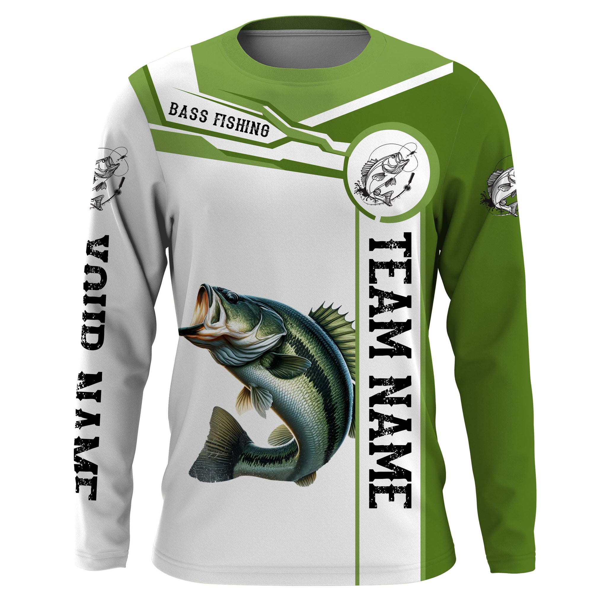 Largemouth Bass fishing clothes green Custom fishing Shirts, Long