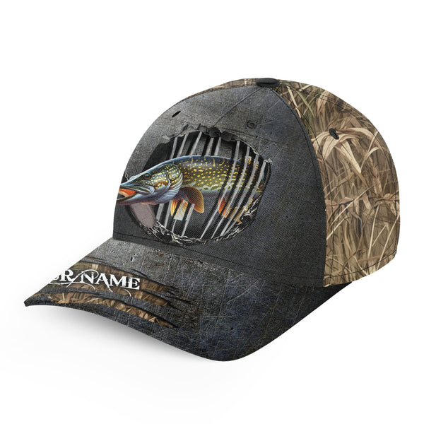 Northern Pike fishing camo Custom fishing hat Unisex Fishing Baseball Angler pike cap NQS3248