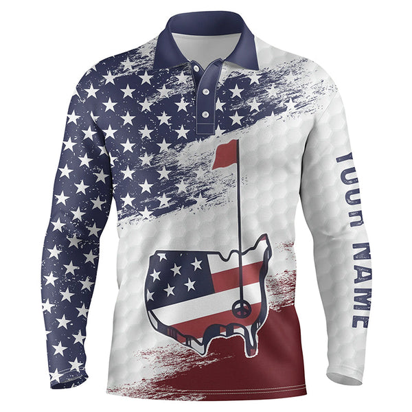 American flag golf shirts custom name Men golf polos shirts, patriot golf gifts for golf lovers NQS4609