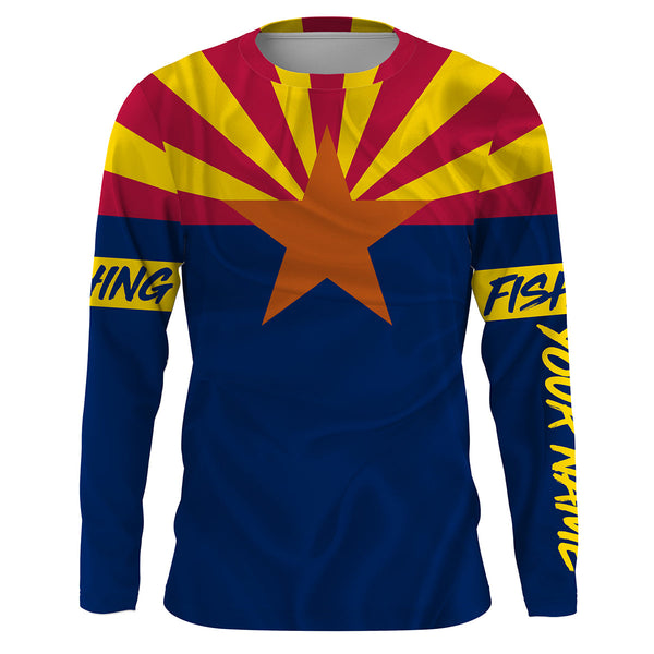 Arizona fishing flag Custom Long Sleeve performance Shirts, personalized Fishing jerseys NQS3512